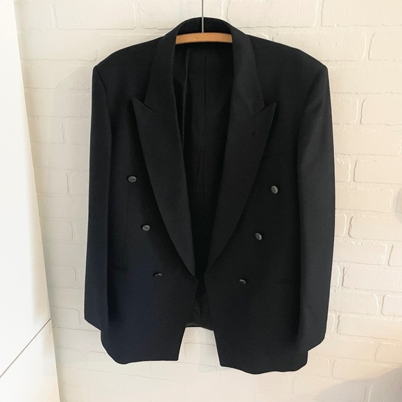 Vintage G. Brabant Men’s Blazer Black Double Breasted Classic Formal Wool Sz 44S - Picture 2 of 11